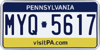 PA license plate MYQ5617