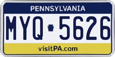 PA license plate MYQ5626