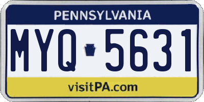 PA license plate MYQ5631
