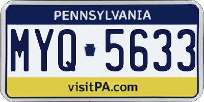 PA license plate MYQ5633
