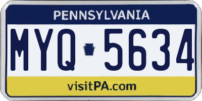 PA license plate MYQ5634