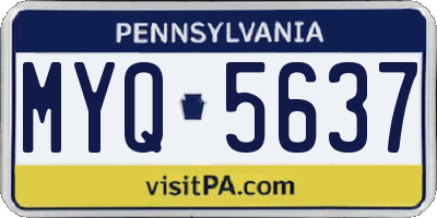PA license plate MYQ5637