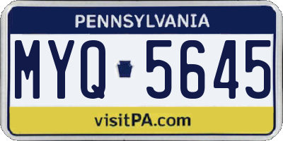 PA license plate MYQ5645