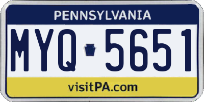 PA license plate MYQ5651