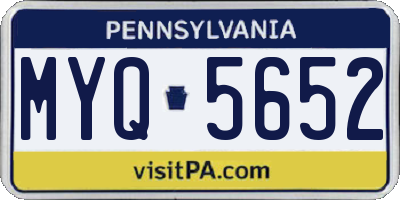 PA license plate MYQ5652
