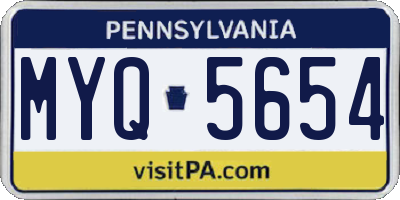 PA license plate MYQ5654