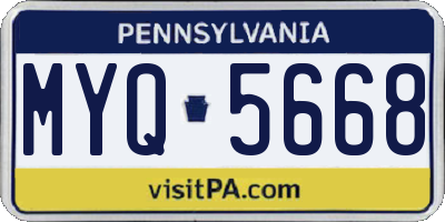 PA license plate MYQ5668