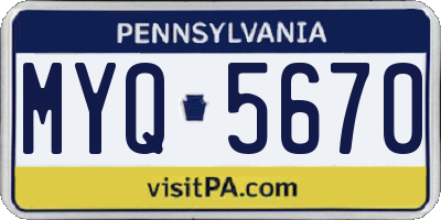 PA license plate MYQ5670