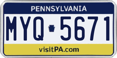 PA license plate MYQ5671