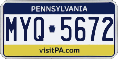 PA license plate MYQ5672