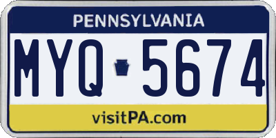 PA license plate MYQ5674