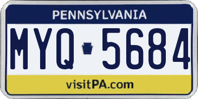 PA license plate MYQ5684