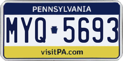 PA license plate MYQ5693