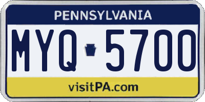 PA license plate MYQ5700
