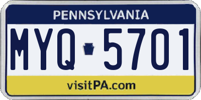 PA license plate MYQ5701