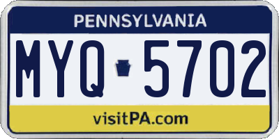 PA license plate MYQ5702