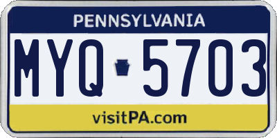 PA license plate MYQ5703