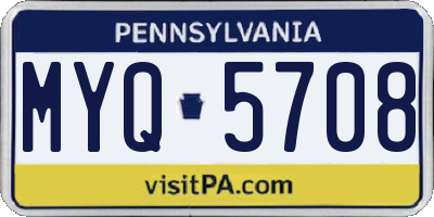 PA license plate MYQ5708