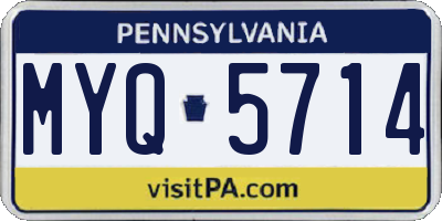 PA license plate MYQ5714