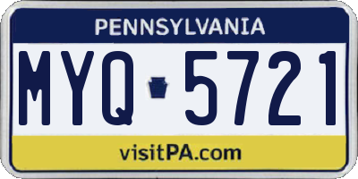 PA license plate MYQ5721