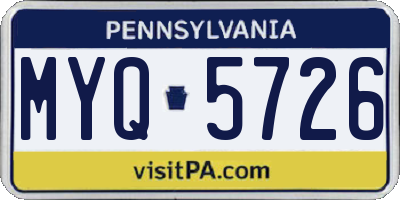 PA license plate MYQ5726