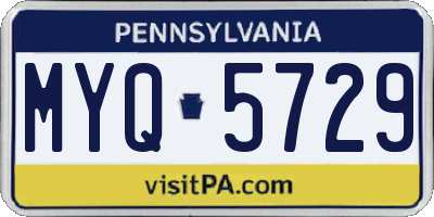PA license plate MYQ5729