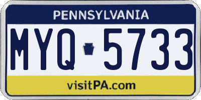 PA license plate MYQ5733