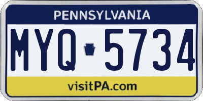 PA license plate MYQ5734