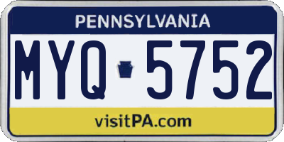 PA license plate MYQ5752