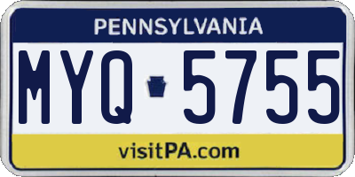 PA license plate MYQ5755