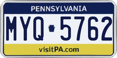 PA license plate MYQ5762