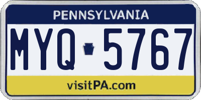PA license plate MYQ5767