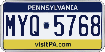 PA license plate MYQ5768