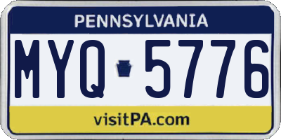 PA license plate MYQ5776