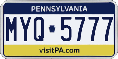 PA license plate MYQ5777