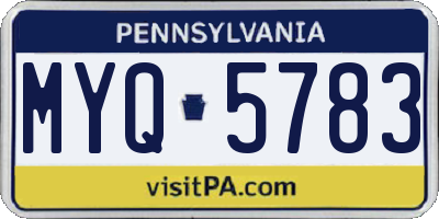 PA license plate MYQ5783