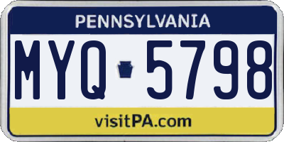PA license plate MYQ5798