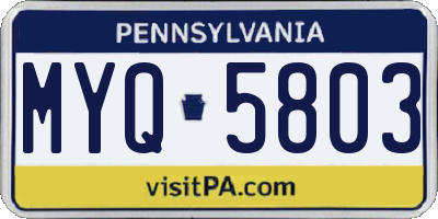 PA license plate MYQ5803