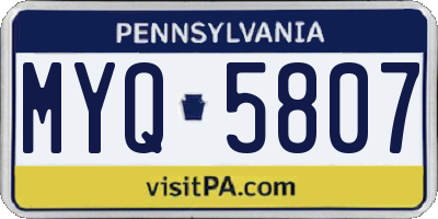 PA license plate MYQ5807