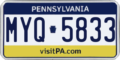 PA license plate MYQ5833