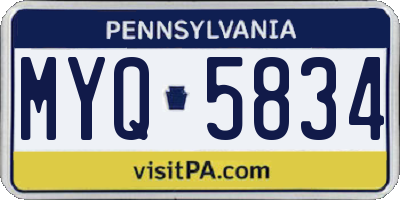 PA license plate MYQ5834