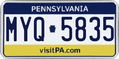 PA license plate MYQ5835