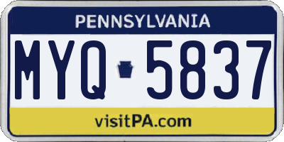 PA license plate MYQ5837