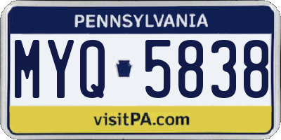 PA license plate MYQ5838