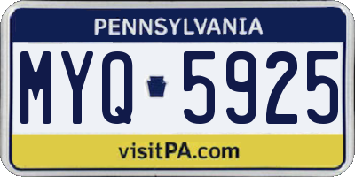 PA license plate MYQ5925