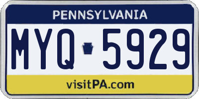 PA license plate MYQ5929