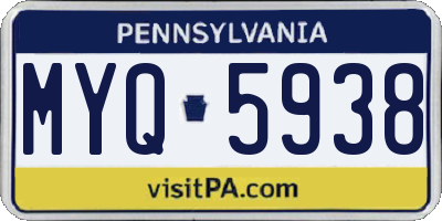 PA license plate MYQ5938