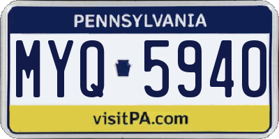 PA license plate MYQ5940