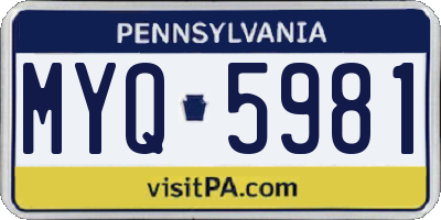 PA license plate MYQ5981
