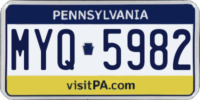 PA license plate MYQ5982